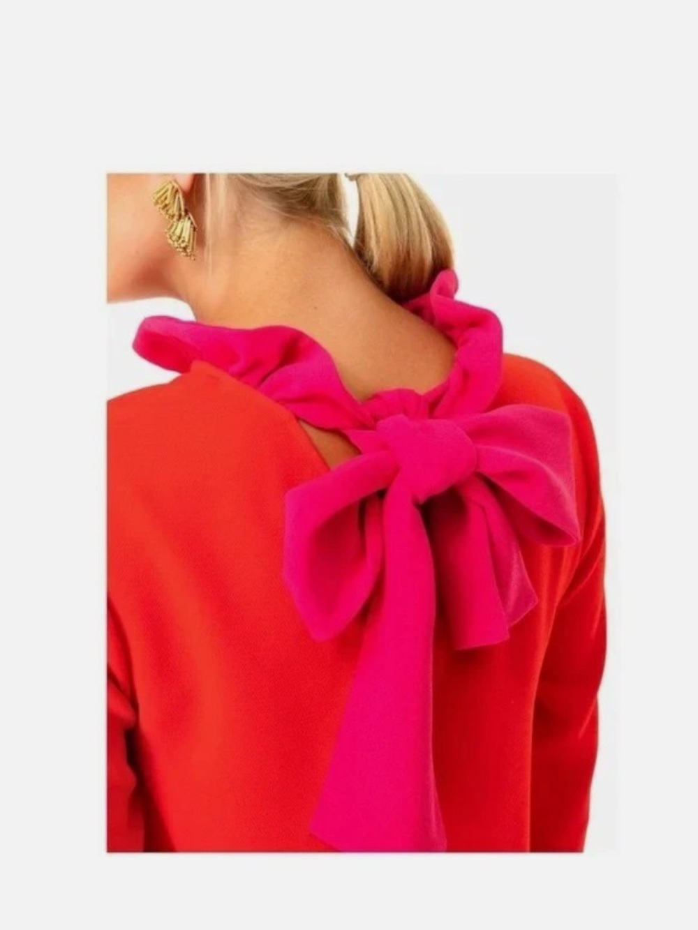 Tuckernuck Pomander Place Daphne Dress M Pink Red Color Block Preppy Party - Picture 2 of 8